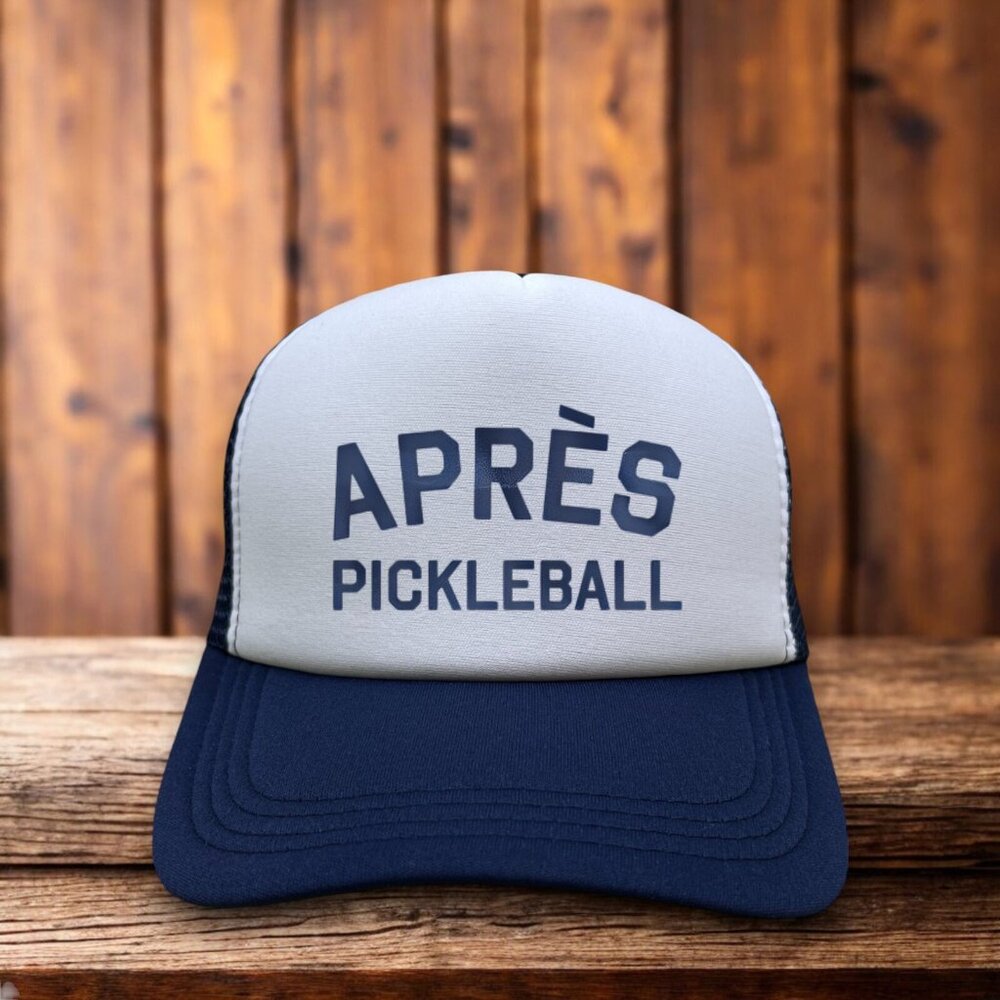 Après Pickleball Unisex Trucker Hat Navy Tennis Lovers Funny Parody Baseball Cap